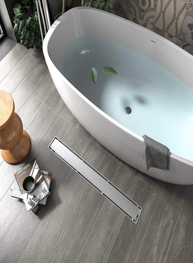 OBLONG Tile Insert Floor Drain 18" X 3" Inches | 304 Stainless Steel Shower Channel Water Drainer for Bathroom with Stainless Steel Trap and Side Hole - Image 3
